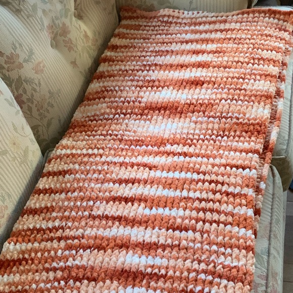 Other - Loom knit handmade oranges whites blanket throw. 60 x 40.